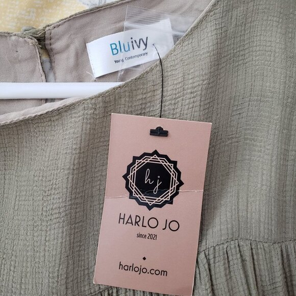 Bluivy Womens NWT Size M Tiered Shift Dress with ruffled Short Sleeves Lined - Picture 4 of 6